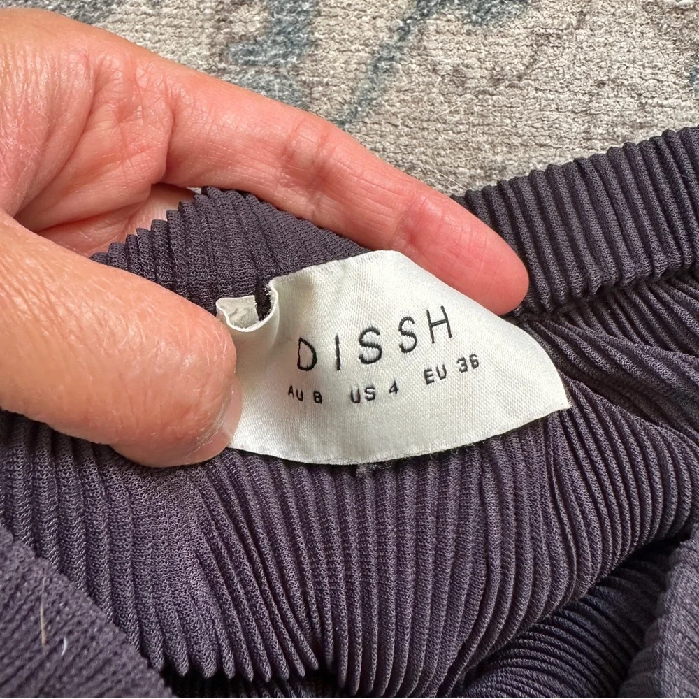 DISSH Porter Ink Plisse Accordion Ribbed Drawstring Flare Pants